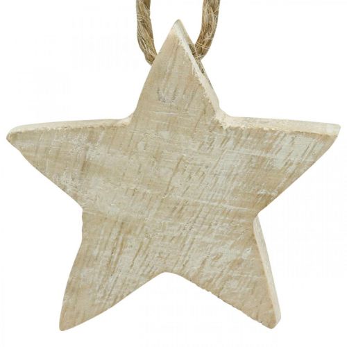 Article Décorations de sapin de Noël étoile en bois naturel, blanchi 5cm 36pcs