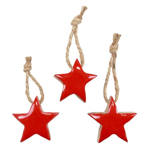 Floristik24 Décorations de sapin de Noël étoile en bois rouge, étoiles décoratives naturelles 5 cm 24 pcs