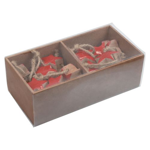 Floristik24 Décorations de sapin de Noël étoile en bois rouge, étoiles décoratives naturelles 5 cm 24 pcs