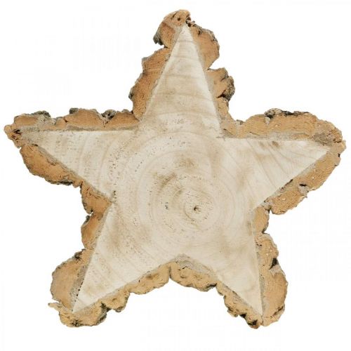 Floristik24 Disque arbre, plateau bougie étoile, décoration avent, plateau décoratif en bois naturel Ø23cm