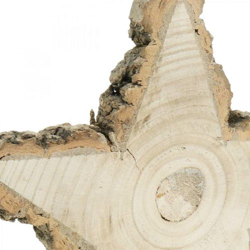 Floristik24 Plateau en bois pour l&#39;Avent, tranche d&#39;arbre en forme d&#39;étoile, Noël, décoration étoile bois naturel Ø29cm