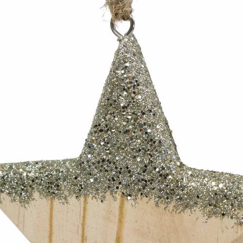 Article Cintre Décoration Bois Etoile Glitter 14,5cm 2pcs