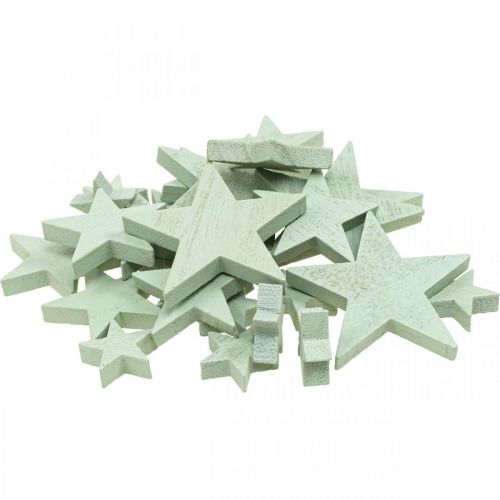 Article Décoration d'étoiles en bois décoration à disperser Noël menthe 3/5/7cm 29 pcs