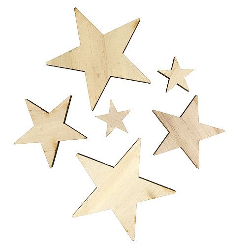 Floristik24 Etoiles bois 2.5cm -7cm nature 48p