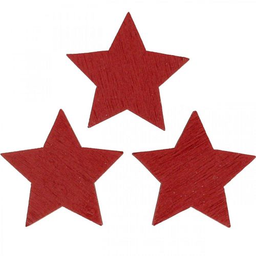 Étoiles en bois paillettes rouges étoiles de Noël 3cm 72pcs