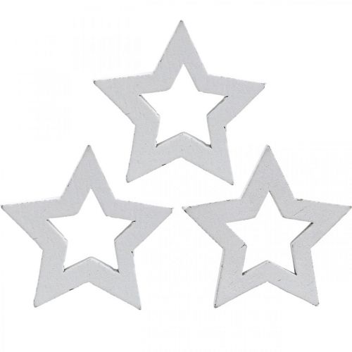Floristik24 Étoiles en bois décoration dispersées étoiles de Noël blanc 3cm 72pcs