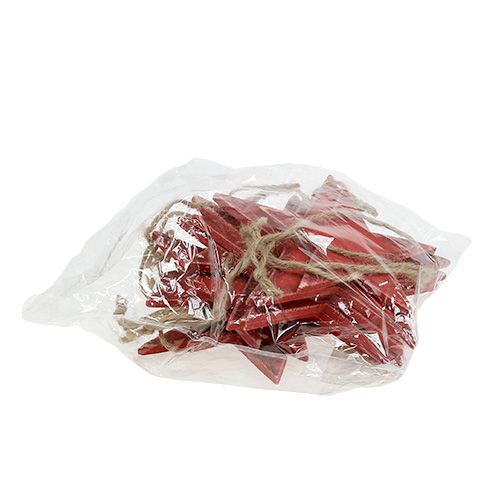 Article Étoiles en bois à suspendre 9/13cm rouge 12 pcs