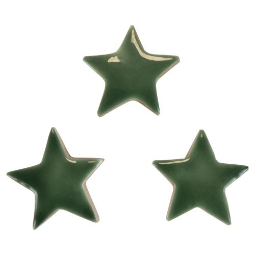 Étoiles en bois décoration de Noël décoration à disperser vert brillant Ø5cm 8pcs
