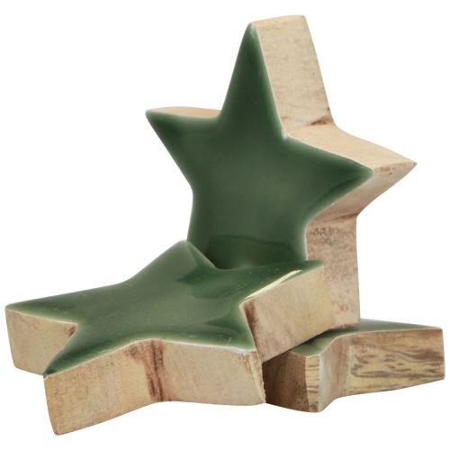 Article Étoiles en bois décoration de Noël décoration à disperser vert brillant Ø5cm 8pcs