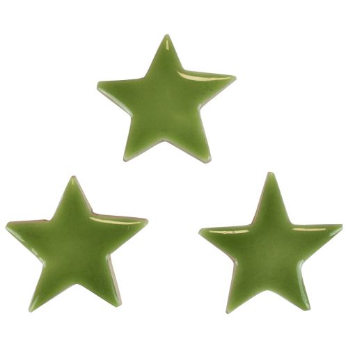 Décorations de Noël étoiles en bois décorations dispersées vert clair brillant Ø5cm 8pcs