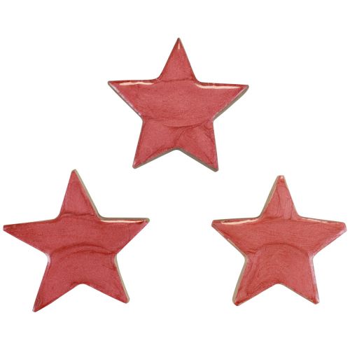 Article Décoration étoiles en bois Décoration de Noël étoiles rose brillant Ø5cm 8pcs