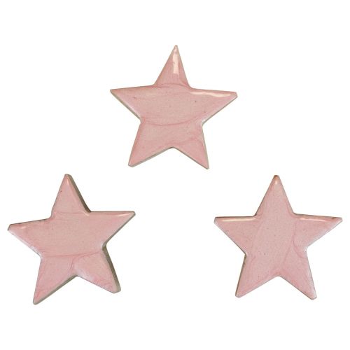 Article Étoiles de décoration en bois étoiles décoration de Noël rose brillant Ø5cm 8pcs