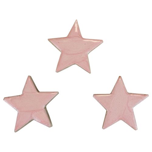 Étoiles de décoration en bois étoiles décoration de Noël rose brillant Ø5cm 8 pcs