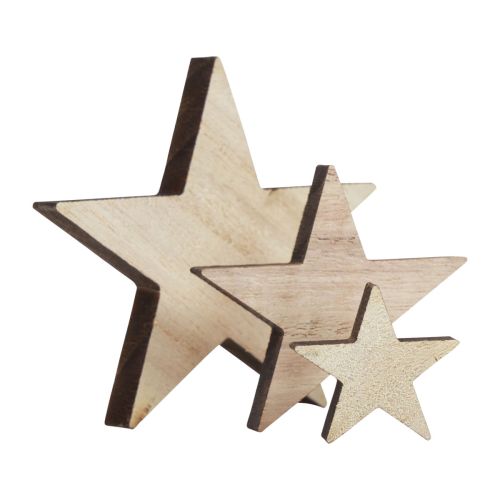 Article Décoration d'étoiles en bois décoration de Noël naturel 3/5/7cm 29pcs