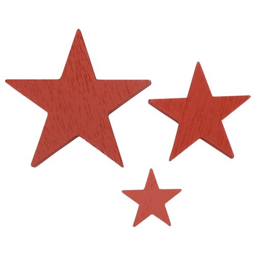 Floristik24 Décoration d&#39;étoiles en bois décoration à disperser Noël rouge 3/5/7cm 29pcs