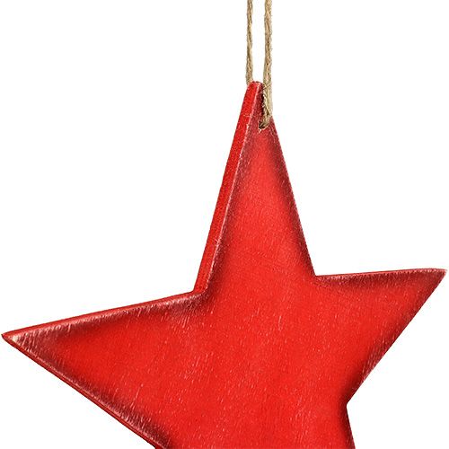 Article Étoiles en bois à suspendre 30cm rouge 3 pcs