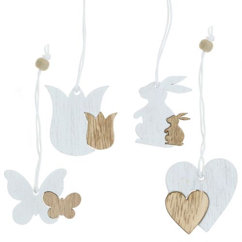 Floristik24 Cintre de décoration printemps blanc / nature 12pcs