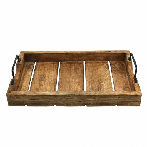 Floristik24 Plateau en bois avec poignées manguier aspect antique 38,5 × 25cm