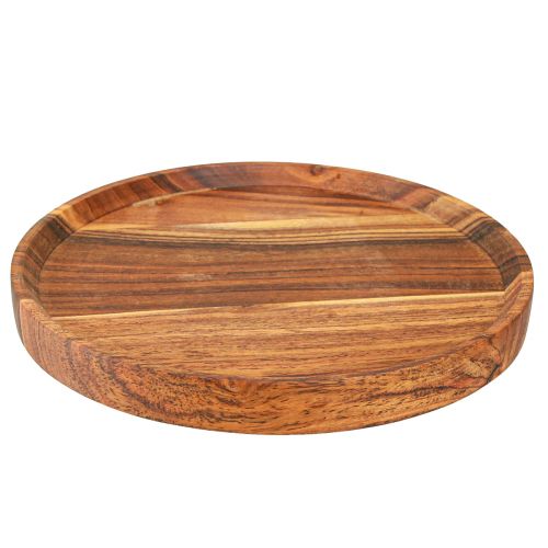 Floristik24 Plateau en bois assiette en bois d&#39;acacia naturel huilé Ø25cm H2.5cm