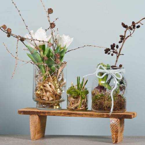 Floristik24 Plateau en bois avec pieds naturel 58cm H10cm