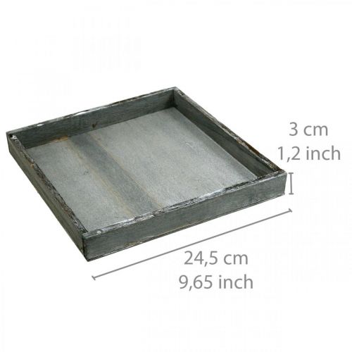 Article Plateau en bois carré gris, blanc décoration de table Shabby Chic 24,5×24,5cm