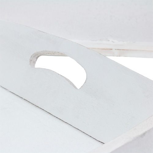 Floristik24 Lot de 2 plateaux blancs en bois 42 x 28 / 35,5 x 24 cm