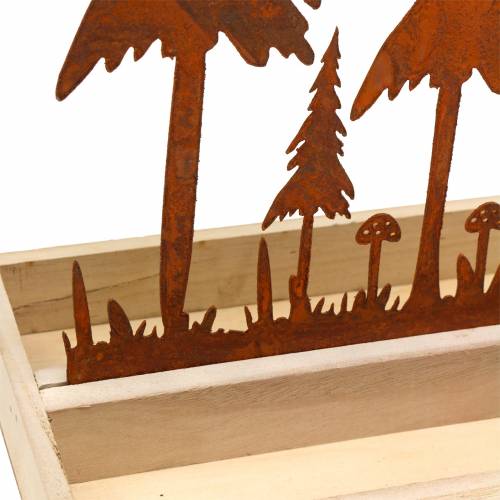 Floristik24 Plateau en bois, silhouette forêt, inox rouille, 30cm x 15cm