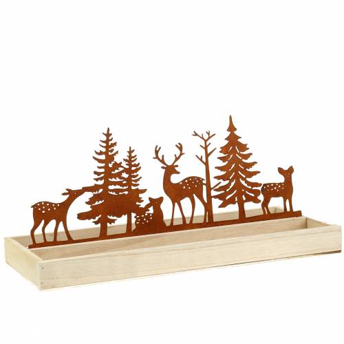 Floristik24 Plateau bois forêt avec animaux 35cm x 15cm