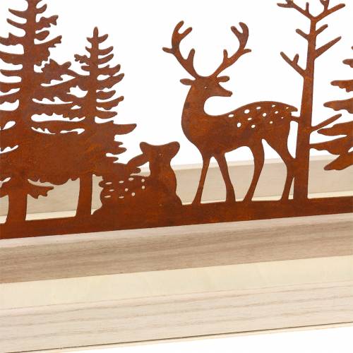 Floristik24 Plateau bois forêt avec animaux 50cm x 17cm