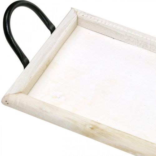 Floristik24 Plateau à décorer, plateau à plantes avec anses, plateau à bougies en bois blanchi à la chaux L50cm