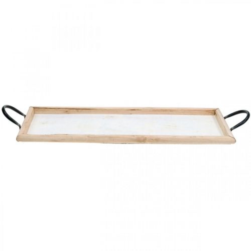 Floristik24 Plateau en bois avec poignées en métal, bol à plante, plateau déco naturel L50cm