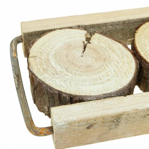 Article Plateau décoratif en bois avec des tranches d&#39;arbre 34cm x 12cm H3cm