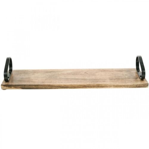 Article Plateau en bois, plateau décoratif avec poignées en métal, décoration de table L44cm