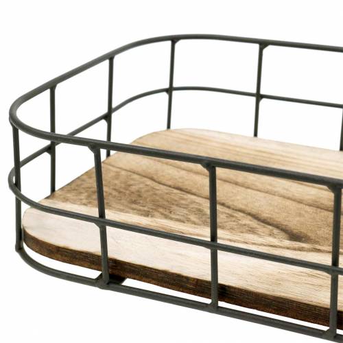 Floristik24 Plateau bois bord métal 45cm 35×25/29×19/42×14cm lot de 3