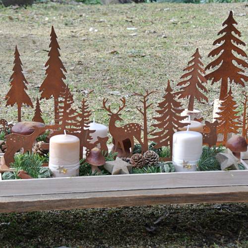 Floristik24 Plateau bois forêt avec animaux 50cm x 17cm