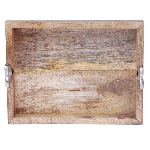 Floristik24 Plateau en bois avec poignées Plateau avec coeurs naturel 26×20×7,5cm