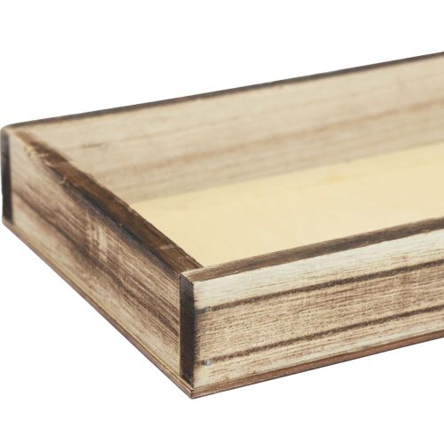 Floristik24 Plateau en bois flammé plateau décoratif décoration de table rustique 24×12×3cm