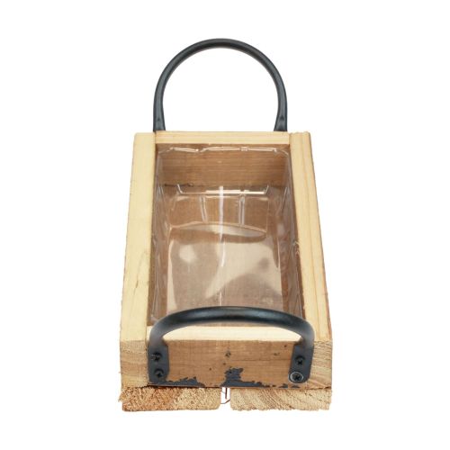 Floristik24 Plateau en bois avec poignées plateau décoratif noir naturel 25×12,5×5cm