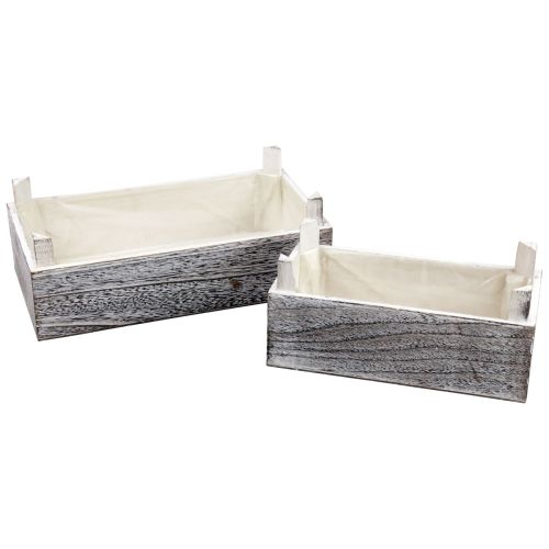 Floristik24 Jardinière rectangulaire en bois blanchi 32x17/25x13cm lot de 2