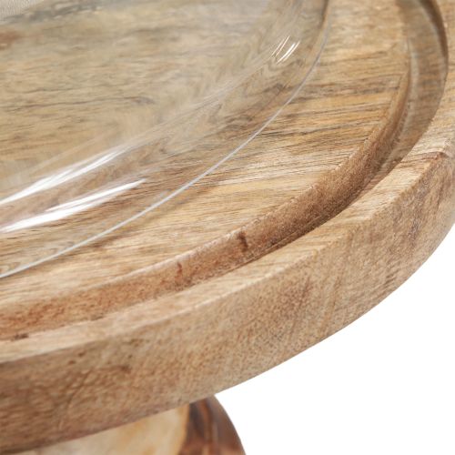 Article Assiette en bois avec dôme en verre coupole à fromage décorative Ø27cm H31cm