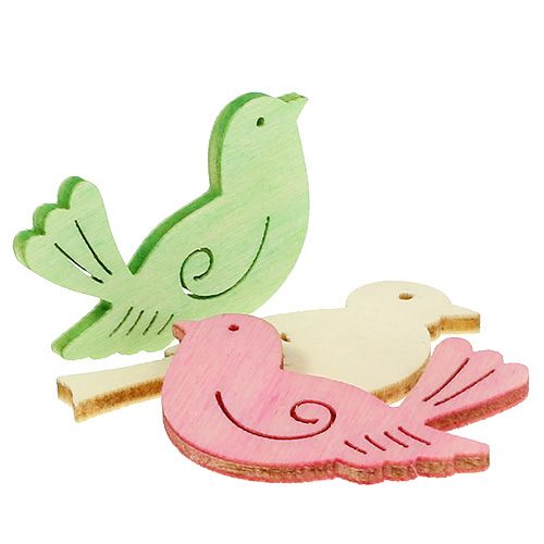 Floristik24 Oiseaux en bois 4cm - 4,5cm pastel assortis 72 pcs