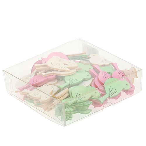 Floristik24 Oiseaux en bois 4cm - 4,5cm pastel assortis 72 pcs