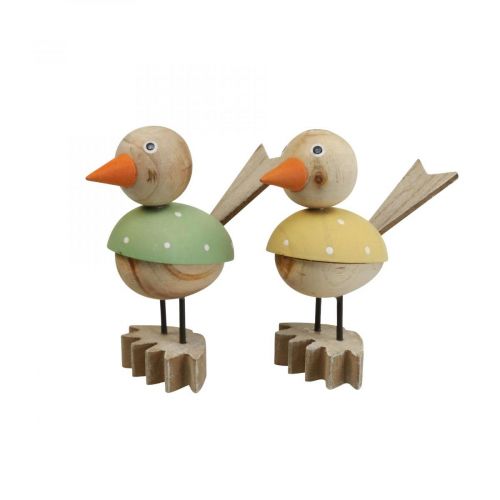 Floristik24 Oiseau en bois déco figure décoration de fenêtre printemps jaune/vert H15cm 2pcs