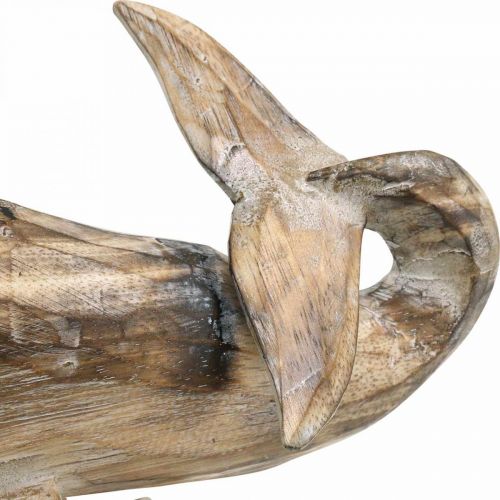 Floristik24 Baleine Déco Bois Baleine en Bois Décoration Maritime Teck Nature 29cm