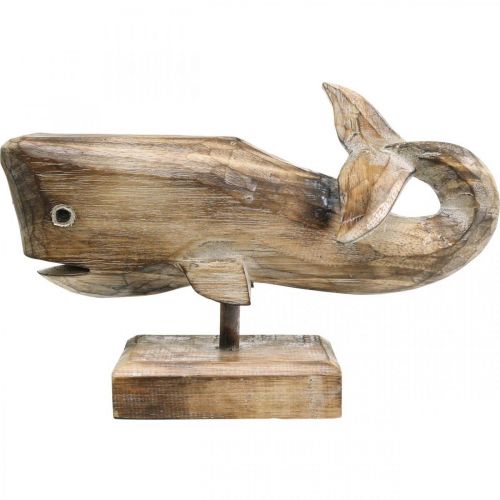 Floristik24 Baleine Déco Bois Baleine en Bois Décoration Maritime Teck Nature 29cm