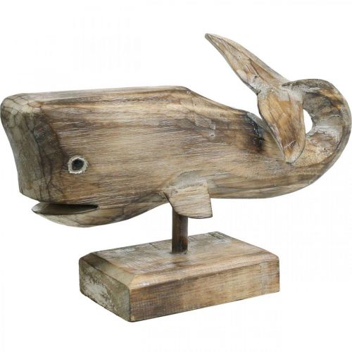 Floristik24 Baleine Déco Bois Baleine en Bois Décoration Maritime Teck Nature 29cm