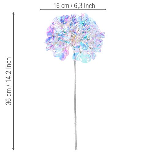 Branche d'hortensia artificielle fleurie aux couleurs irisées, 36 cm, lot de 2 | Floristik24.be