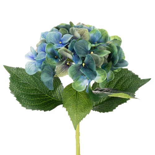 Fleur d'hortensia artificielle, bleu-vert, tige décorative unique, 53 cm