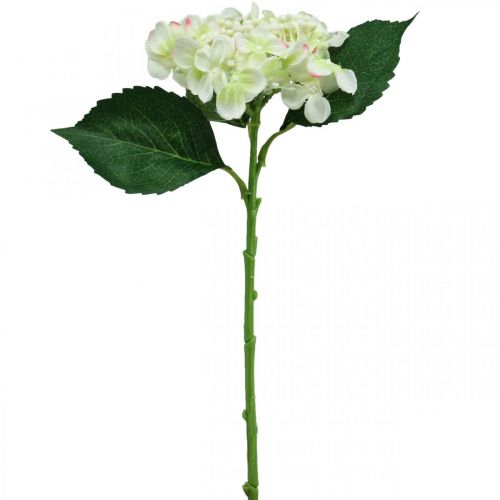 Article Hortensia, fleur en soie, fleur artificielle pour déco de table blanc, vert L44cm