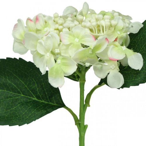 Article Hortensia, fleur en soie, fleur artificielle pour déco de table blanc, vert L44cm